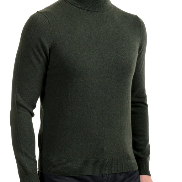 Malo Optimum Men's Lizard Green 100% Cashmere Turtleneck Pullover Sweater - Picture 2 of 6